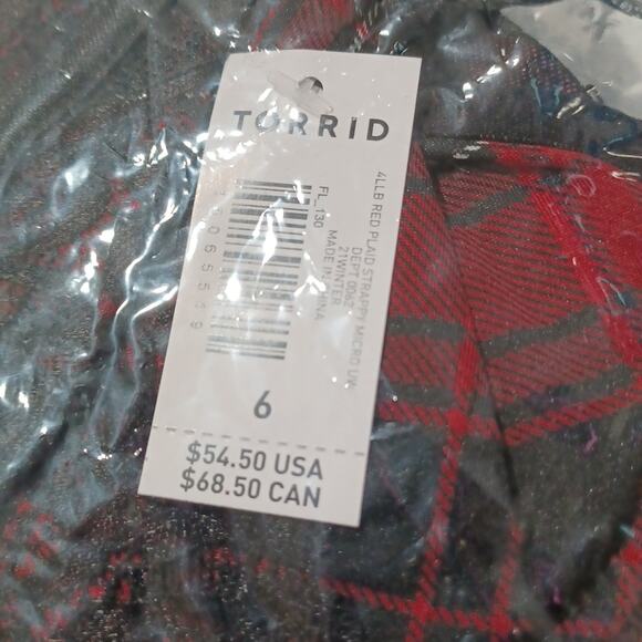 ***SIZE 6X*** TORRID  UNLINED LONGLINE STRAPPY BRALETTE - PLAID RED SIZE 6 - Picture 7 of 7